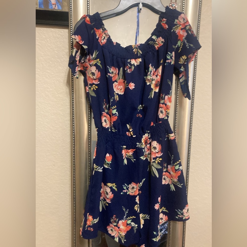 Blue floral romper